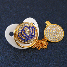 Load image into Gallery viewer, Luxury Sparkle Princess Crown Baby Bling Bling Pacifier Rhinestone White Pearl Crystal Orthodontic Nipple Silicone Soother Dummy
