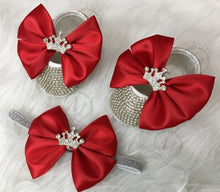 Load image into Gallery viewer, MIYOCAR red lip bling pacifier and clip set with princess red bow bling first walker shoes set unique sexy baby shower set C1
