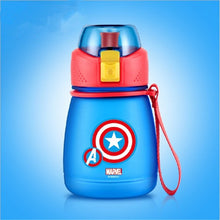 Load image into Gallery viewer, 390ML Cartoon Spiderman Captain America Children Kids Feeding Bottles Cups With Straw Water Cups
